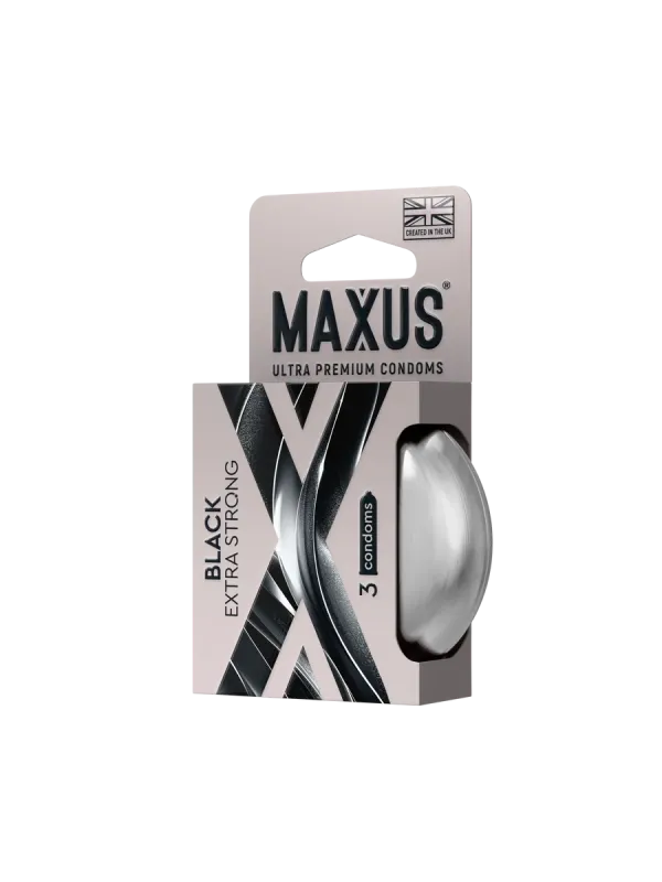 Презервативы MAXUS Extra Strong №3 в железном кейсе, черные, утолщенные, 3 шт