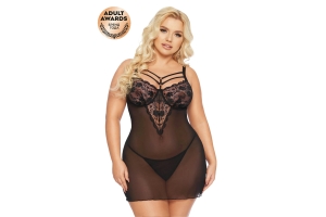 Комбинация и стринги SoftLine Collection Aldona, черный, XXXL