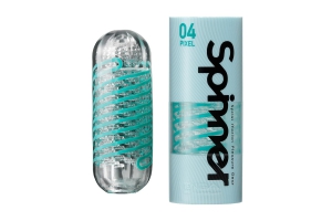 Tenga Spinner 04 Pixel - Мастурбатор с вращением, 13х4.5 см (прозрачный)
