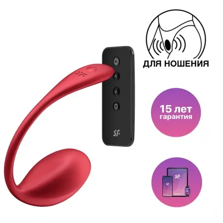 Satisfyer Shiny Petal Connect App с пультом ДУ, красный, 7,5 см