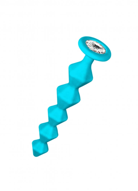 Lola Games Emotions Chummy Turquoise силиконовая анальная цепочка с стразом в основании, 16х3.5 см (бирюзовый)