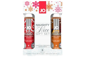 JO Naughty or Nice - Набор вкусовых лубрикантов Рождественский леденец/Имбирный пряник, по 30 мл.