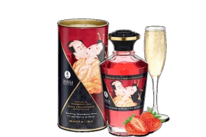 Согревающее массажное масло с афродизиаками Sparkling Srawberry Wine от Shunga, 100 мл (игристое клубничное вино)