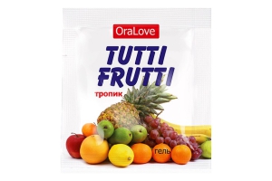 Биоритм Tutti-Frutti OraLove - Съедобная смазка на водной основе, 4 г (тропические фрукты)