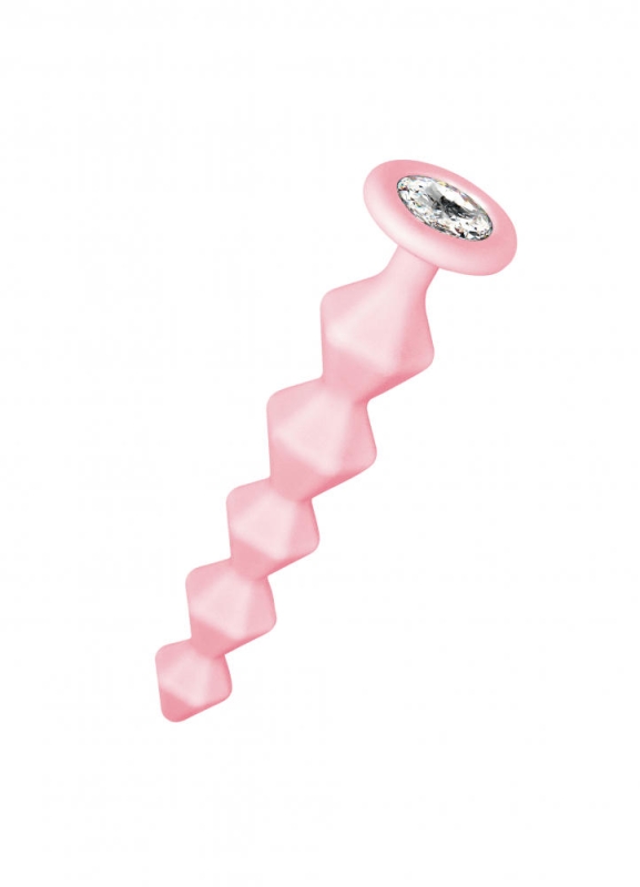 Lola Games Emotions Chummy Pink силиконовая анальная цепочка с стразом в основании, 16х3.5 см (розовый)