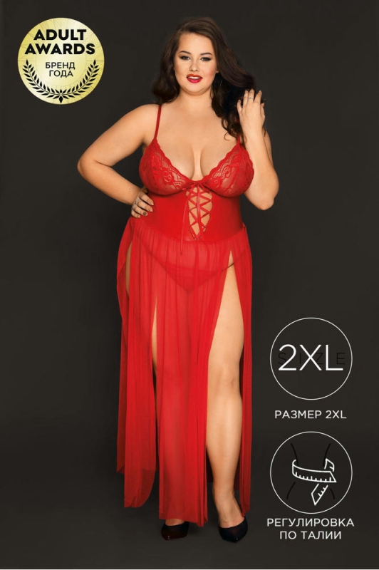 Candy Girl Tabitha эротическая комбинация в пол и стринги, 2XL (красный)