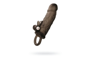 Чёрная насадка на пенис Toyfa XLover с вибрацией, +0.5 см к толщине