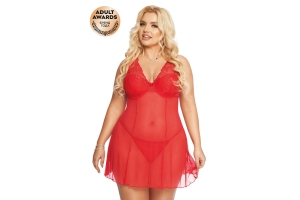 Комбинация и стринги SoftLine Collection Berta, красный, XXL