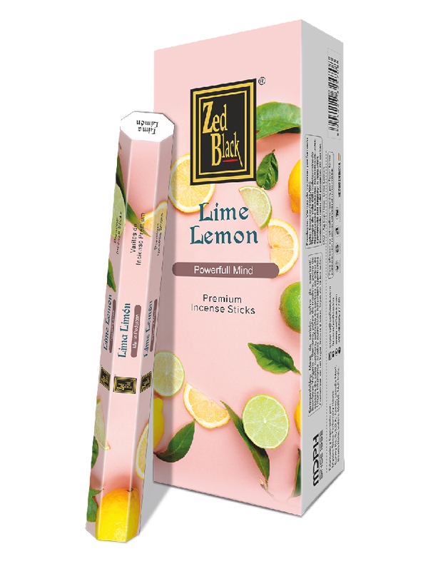 LIME LEMON Premium Incense Sticks, Zed Black (ЛАЙМ ЛИМОН премиум благовония палочки, Зед Блэк), уп. 20 палочек. 