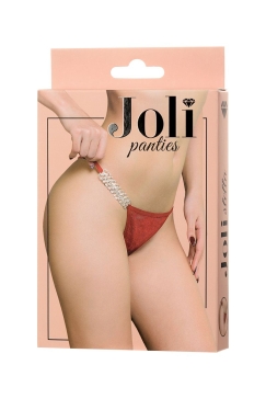 Joli Stella трусики-стринги с цепочками и стразами, OS (красный)