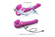 Гибкий страпон Strap-on-me MULTI ORGASM с имитацией оральных ласк и вибрацией, фуксия, S