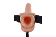 Телесный полый страпон Hollow Strap-On with Balls - 18,9 см.