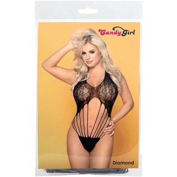 Candy Girl Diamond - Ажурное боди с открытой спиной, One Size (чёрный)