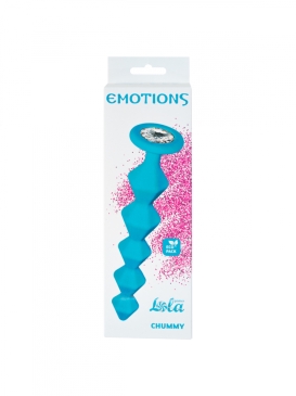 Lola Games Emotions Chummy Turquoise силиконовая анальная цепочка с стразом в основании, 16х3.5 см (бирюзовый)