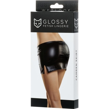 Erolanta Glossy мини-юбка из материала Wetlook, M (чёрный)