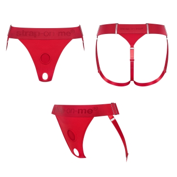 Трусики для страпона Strap-on-me HARNAIS LINGERIE UNIQUE, One Size, красный