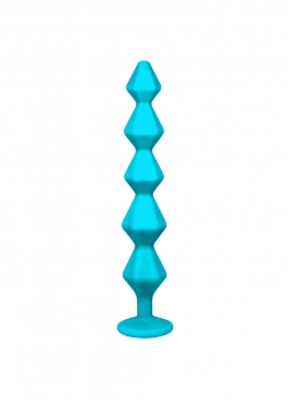 Lola Games Emotions Chummy Turquoise силиконовая анальная цепочка с стразом в основании, 16х3.5 см (бирюзовый)