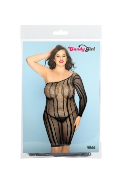 Candy Girl Nikki - Полосатое платье-сетка, ХXL (чёрный)