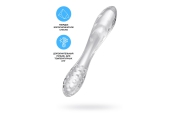 Satisfyer Dazzling Crystal 1 - Двусторонний стеклянный фаллоимитатор, 18,5х3.5 см (прозрачный)