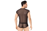 Костюм-сетка с полосками мужской SoftLine Collection (майка, шорты), чёрный, XL
