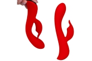 Erokay 5 Silicone Bunny Love - Вибромассажёр-кролик, 19.1х3.4 см (красный)