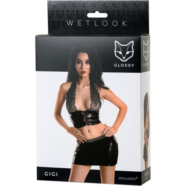 Erolanta Glossy Gigi - Соблазнительный комплект из wetlook, L (чёрный)
