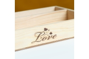Кашпо деревянное, 27.5×20×4.5 см "Love", 2 отдела, гравировка