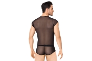Костюм-сетка с полосками мужской SoftLine Collection (майка, шорты), чёрный, XL