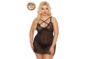 Ночная сорочка и стринги SoftLine Collection Cornelia, черный, XXL