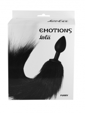 Lola Games Emotions Furry силиконовая анальная пробка с хвостом, 7.2х2.8 см (чёрный)