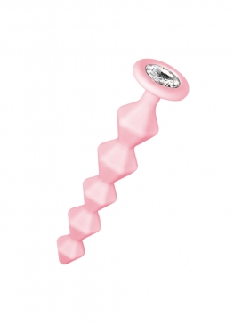Lola Games Emotions Chummy Pink силиконовая анальная цепочка с стразом в основании, 16х3.5 см (розовый)