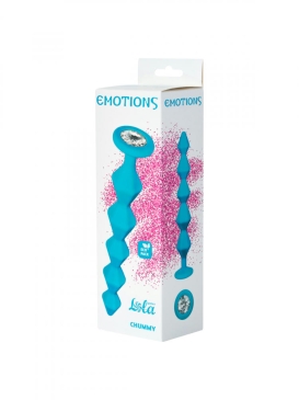 Lola Games Emotions Chummy Turquoise силиконовая анальная цепочка с стразом в основании, 16х3.5 см (бирюзовый)