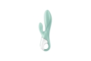 Зеленый вибратор-кролик Satisfyer Air Pump Bunny 5+ с функцией расширения - 20,4 см.