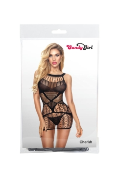 Candy Girl Cherish - Платье-сетка и стринги, OS (черный)