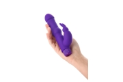 A-toys фиолетовый вибратор с утолщением посередине и клиторальным зайчиком - 18х3.6 см.